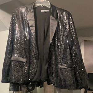 Lisa Rinna Collection Black Sequin Blazer